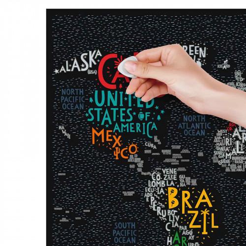 Скретч-карта Travel Map Letters World, в рамі