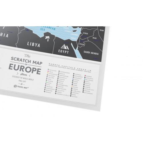 Скретч-карта світу Travel Map Silver Europe, тубус