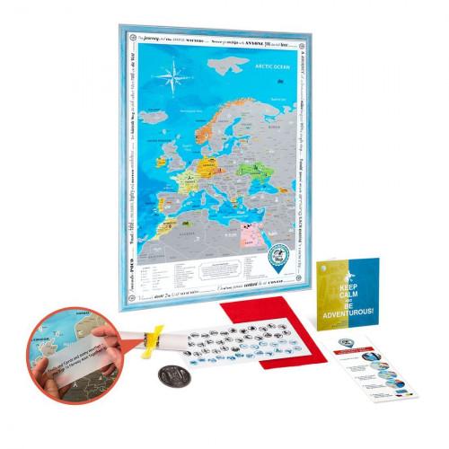 Скретч-карта Discovery Map Europe Silver, АНГЛ, в рамі