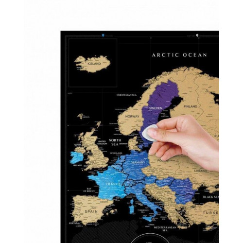 Скретч-карта Travel Map Black Europe, тубус