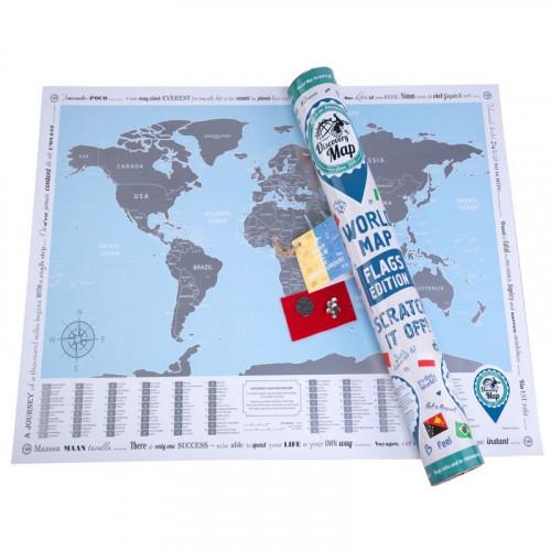 Скретч-карта Discovery Map World Flags, АНГЛ, тубус