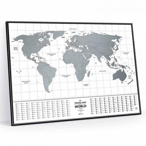 Скретч-постер Travel Map Flags World В рамі