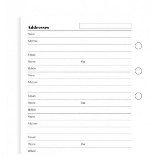 Комплект бланків Адреси і телефони Filofax А5 white
