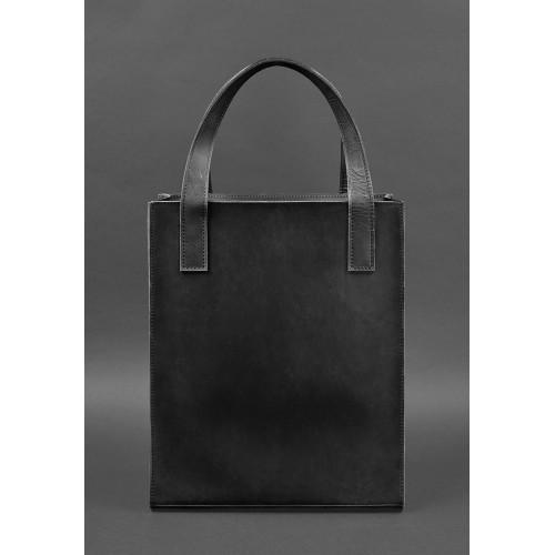 Жіноча шкіряна сумка-шоппер Бетсі з карманом Чорний