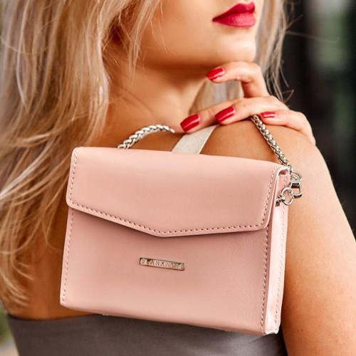 Жіноча шкіряна сумка поясна / Кроссбоді mini Рожевий