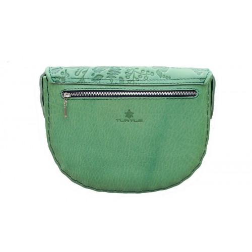 Шкіряна сумка-півмісяць Turtle, Бабка в кольорах, зелений