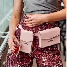 Набір жіночих шкіряних сумок BlankNote Mini поясна / Кроссбоді Рожевий