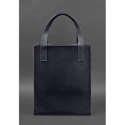 Жіноча шкіряна сумка-шоппер Бетсі з карманом Синій