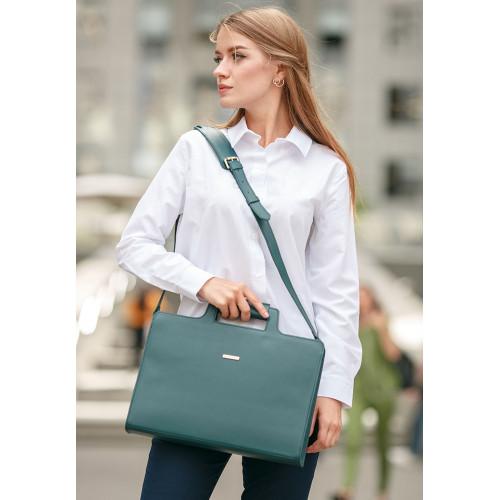 Жіноча шкіряна сумка BlankNote для ноутбука і документів Зелена