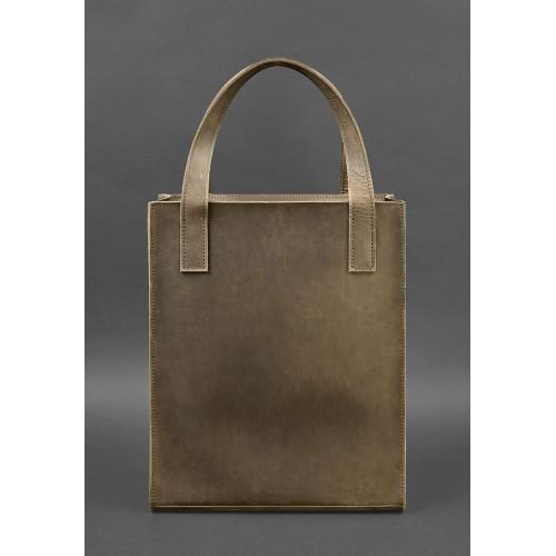 Жіноча шкіряна сумка-шоппер Бетсі з карманом Темно-коричневий