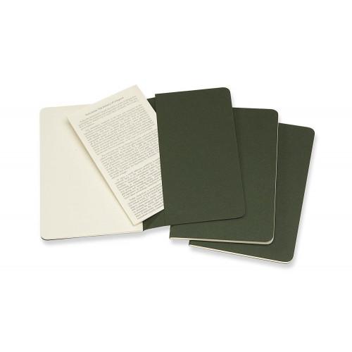 Зошити Moleskine Cahier (3шт) Кишеньковий B7 Чисті аркуші Зелений